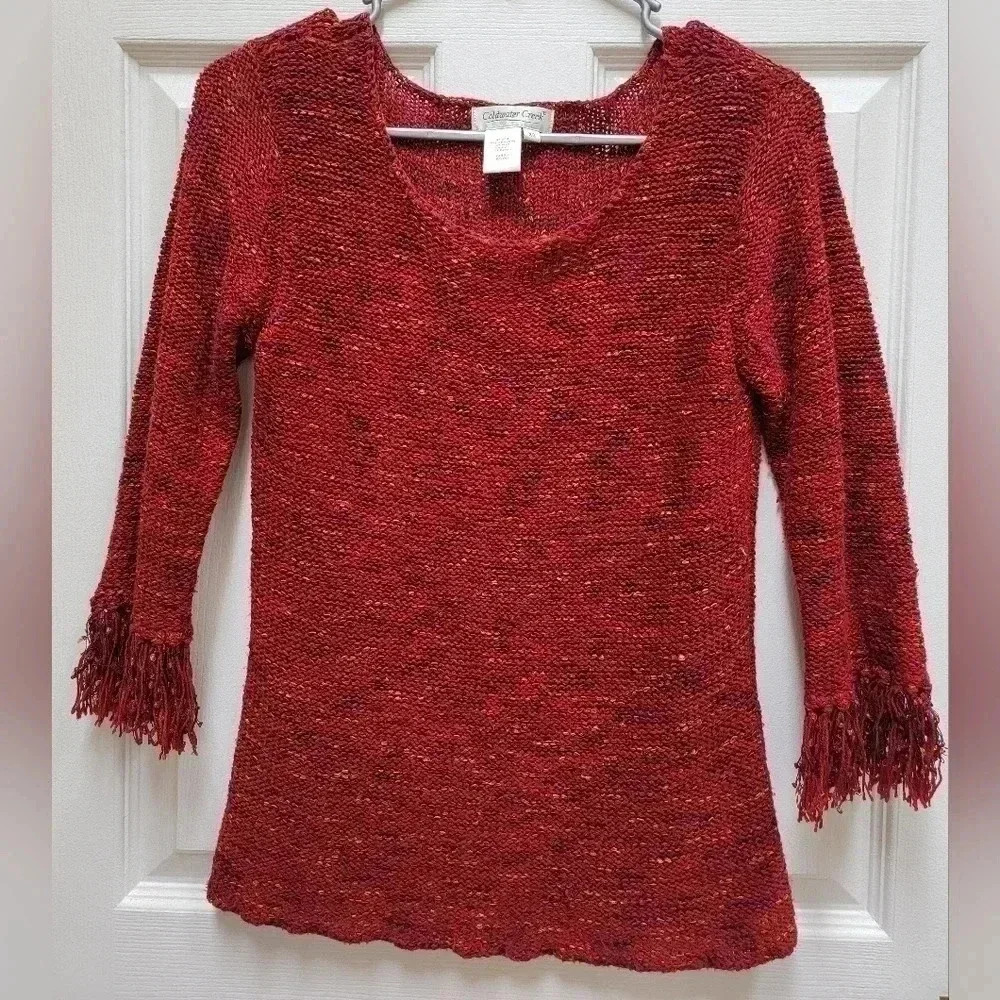 Coldwater Creek Frayed Sleeves Sweater Size XS